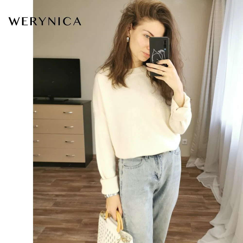 Свитер Женский вязаный с круглым вырезом и длинным рукавом | Женская одежда