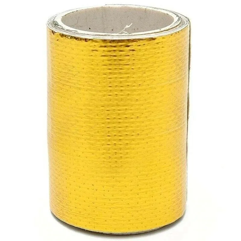 

1Roll Heat Shield Wrap Tape Gold Thermal Exhaust Tape Air Intake Heat Insulation Shield Wrap Reflective 2021