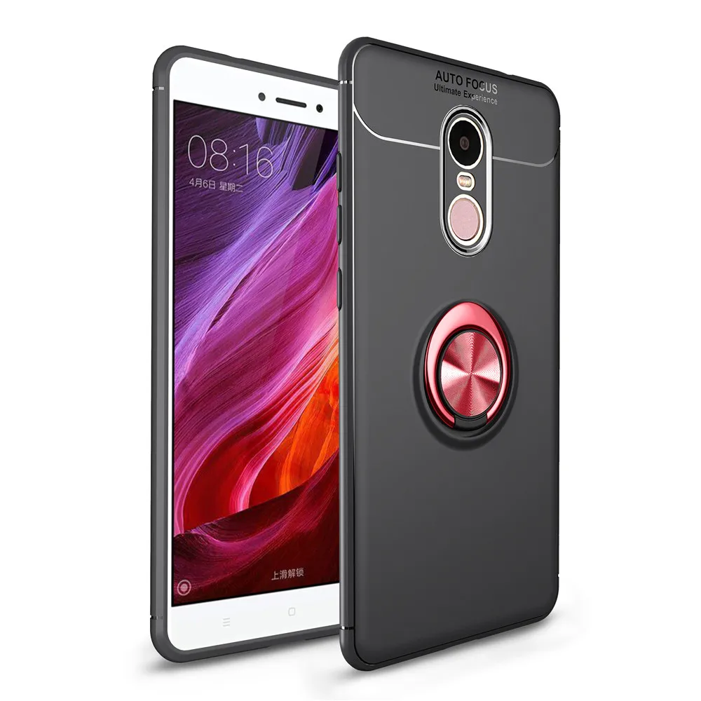 Black Red Для Xiaomi Redmi Note 4 4X чехол цветной металлический Магнитный кольцо мягкое Силиконовое ТПУ и жесткий чехол для Xiaomi Redmi Note 4 4X5,5" - Цвет: Black Red
