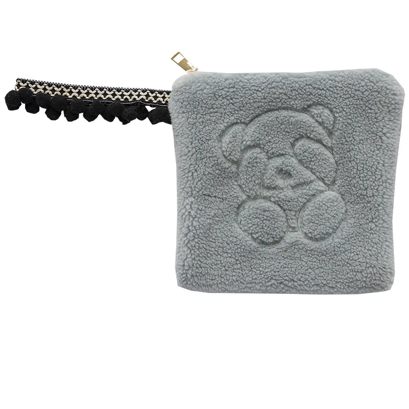 Оригинальная новая однотонная плюшевая наручная сумка с вышивкой медведя Модный