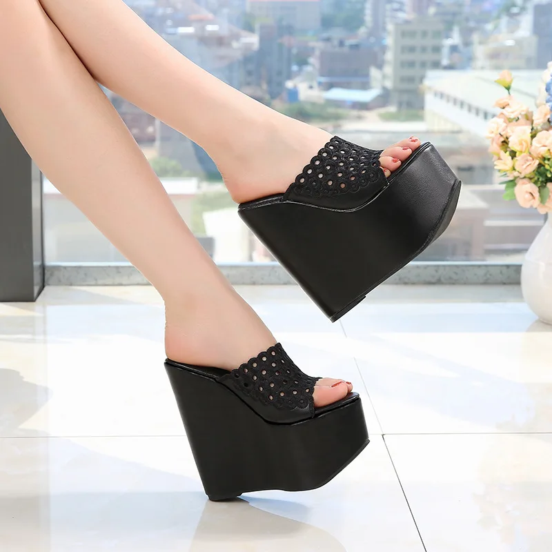 Шлепанцы COWCOM на очень высоком каблуке водонепроницаемые пикантные сандалии