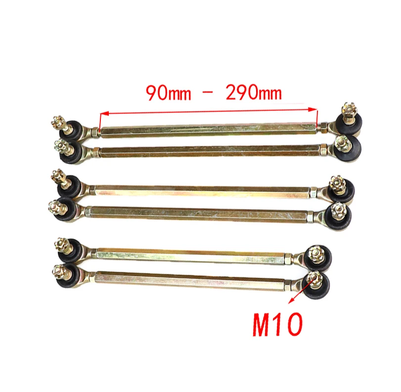 

1pair 120MM-290MM M10 Steering Shaft Tie Rod with Tie Rod Ball Joint for 4 wheel kart modification ATV Quad 50cc-250cc M10