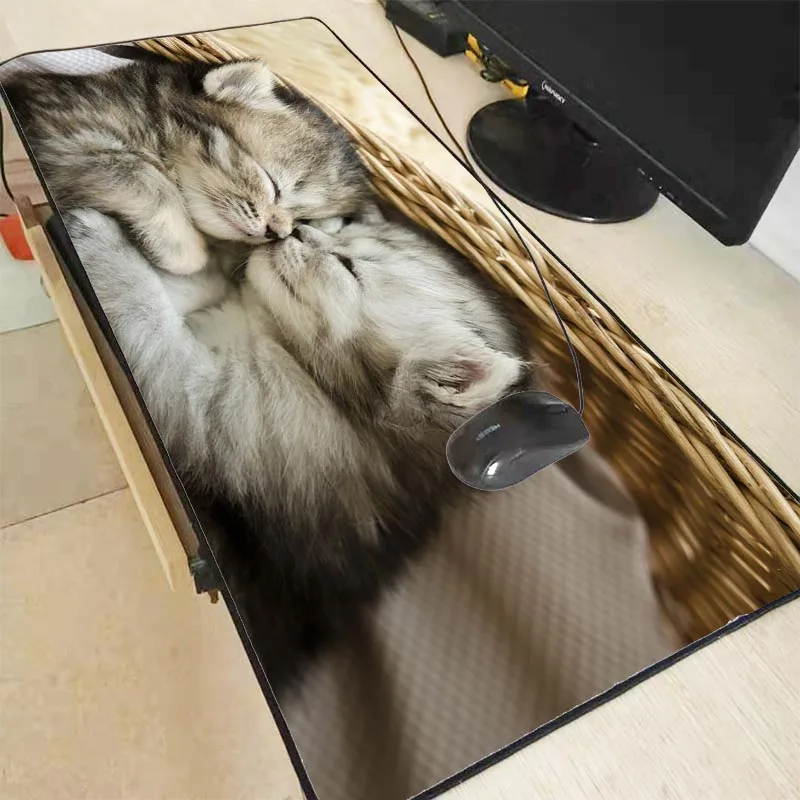 Большой игровой коврик XGZ для клавиатуры и мыши с двумя милыми кошками животными