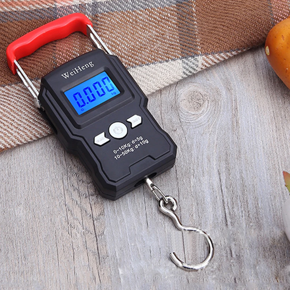 

50Kg/5g LCD Digital Display Backlight Portable Hanging Hook Scale Double Accuracy Fishing Travel Mini Electronic Weighing Scale