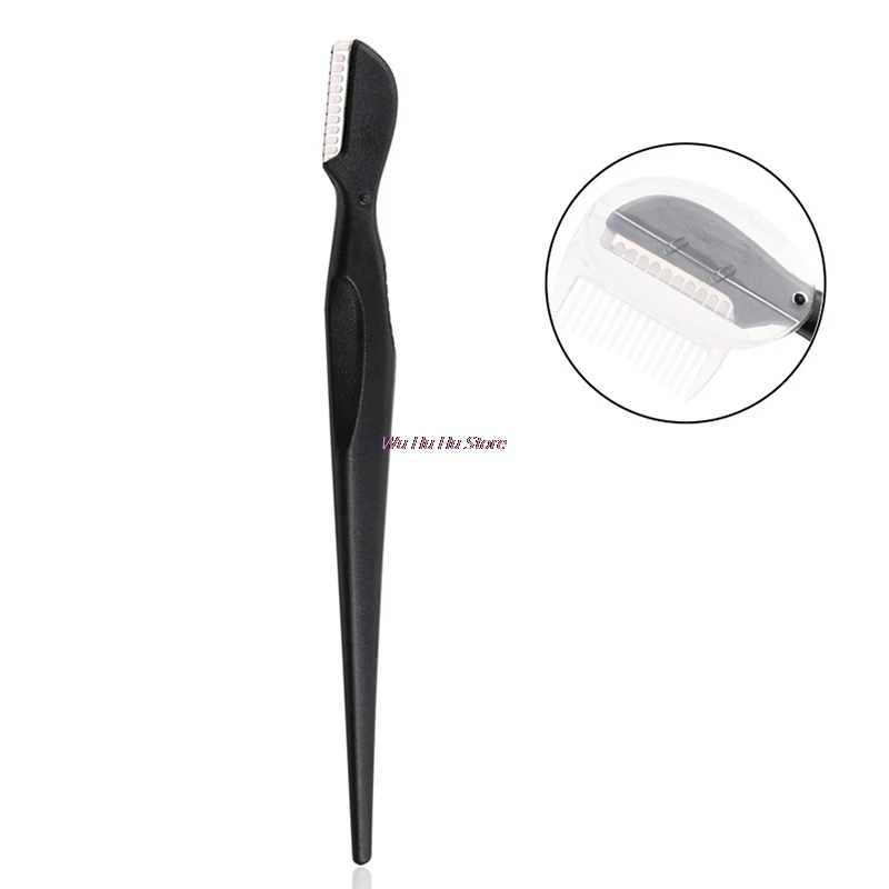 

Beauty Tool Black Mesh Small Head Straight Handle With Lid Eyebrow Trimmer