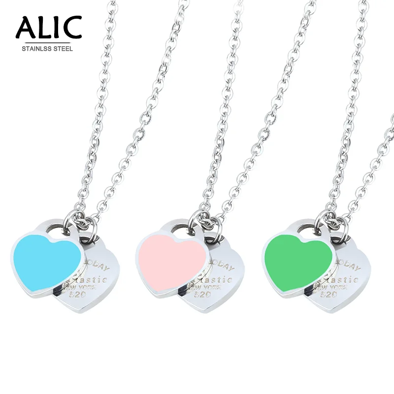 С подвеской в форме сердца для женщин ожерелье из нержавеющей стали ожерелья