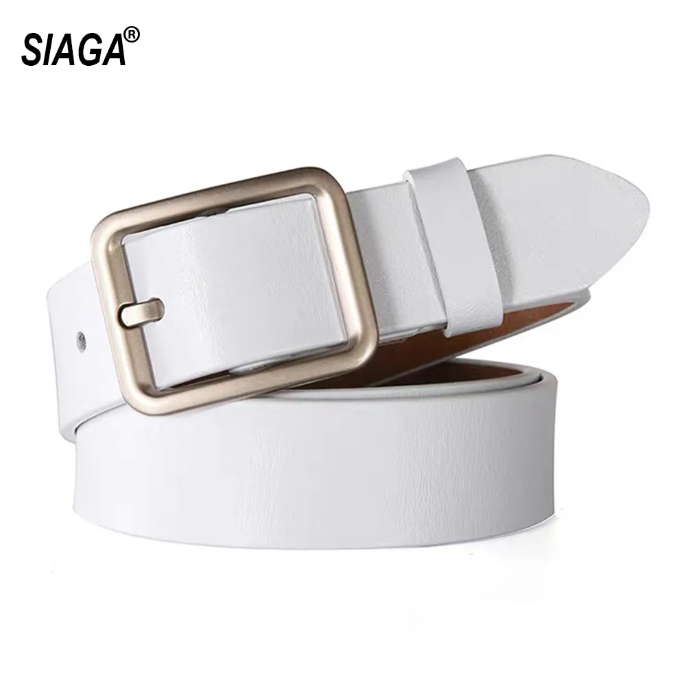 Ladies All-match Simple Buckle Metal Metal Casual Belt Retro Style 100% Genuine Leather Belts for Women Jeans 2.8cm AK036