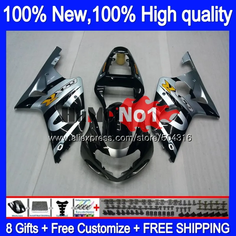 

Body For SUZUKI GSX-R1000 GSXR1000 1000CC 2000 2001 2002 19MC.98 GSXR-1000 K2 GSX R1000 GSXR 1000 00 01 02 Silver black Fairing