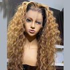 Парик из натуральных человеческих волос с глубокой волной из Малайзии, на шелковой основе, с эффектом омбре, блонд, 13x6, Прозрачная Кружевная 360, парик с детскими волосами U-образной формы