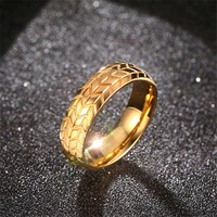 nhgbft 6mm punk style black gold tire rings for mens stainless steel wedding ring male jewelry