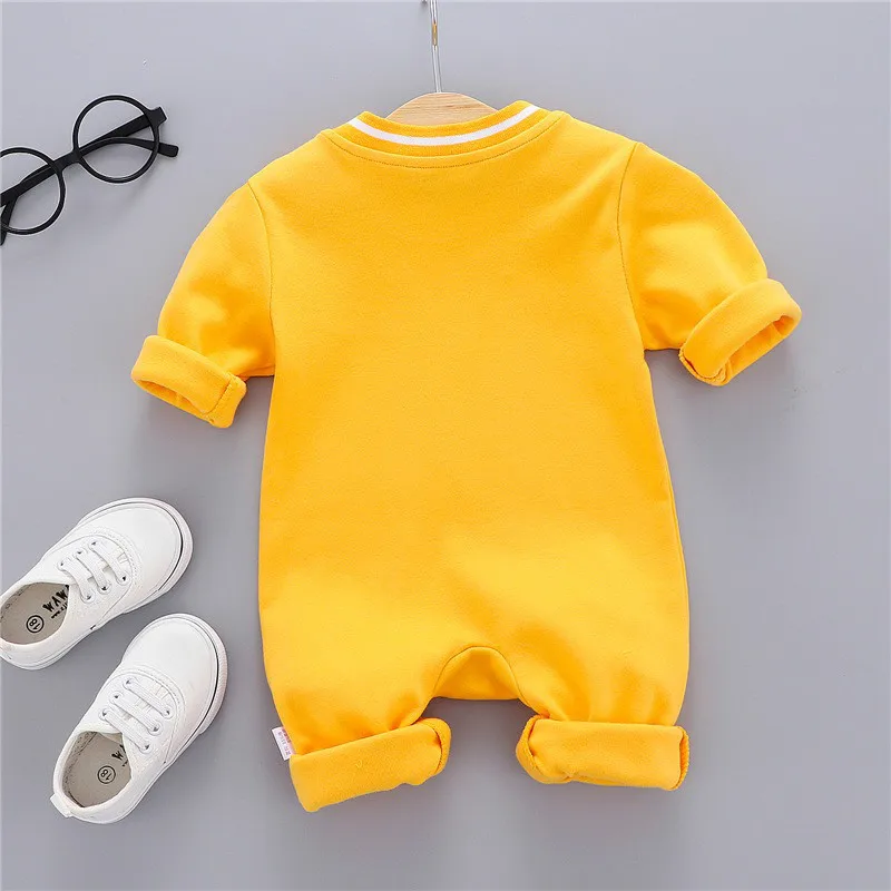 New autumn and winter new long-sleeved warm clothes for newborns baby one-piece romper infant full-print sportswear |