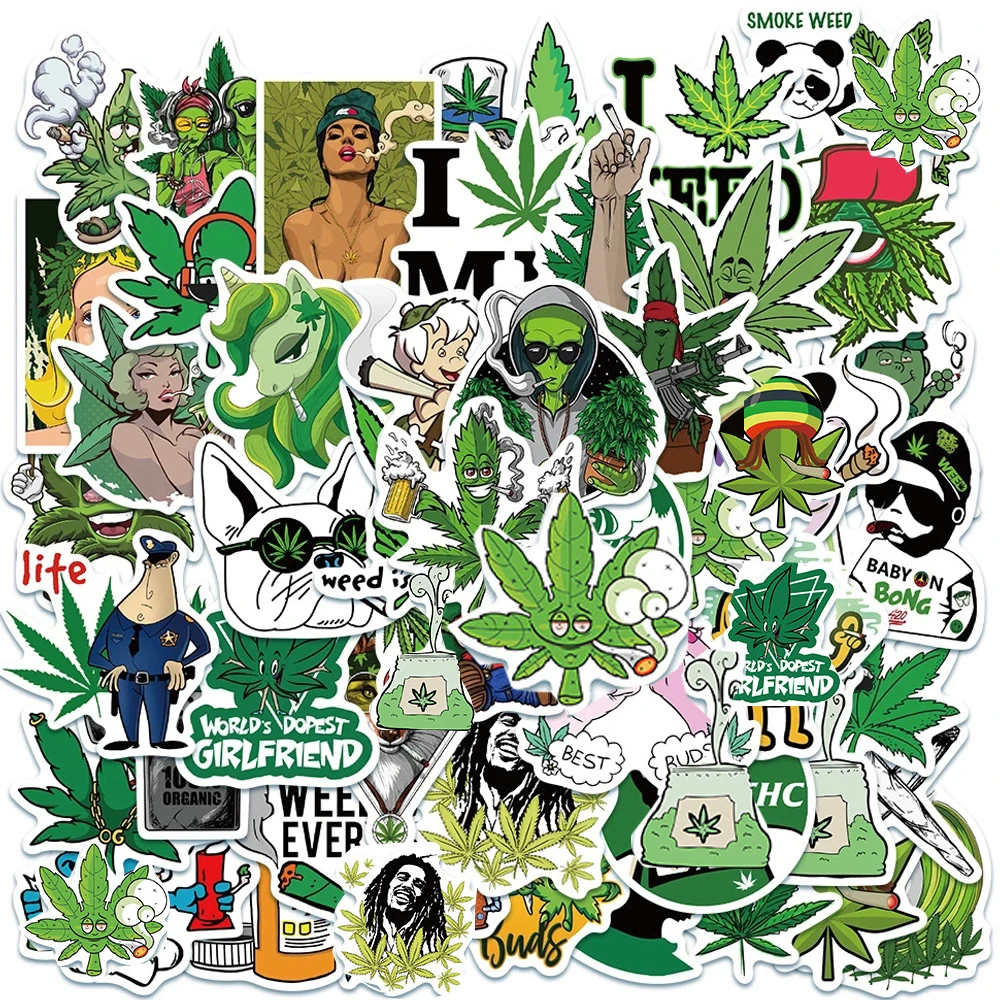 50100pcs funny characters leaves weed smoking graffiti stickers skateboard laptop motorcycle bike cool sticker decal kid toy free global shipping
