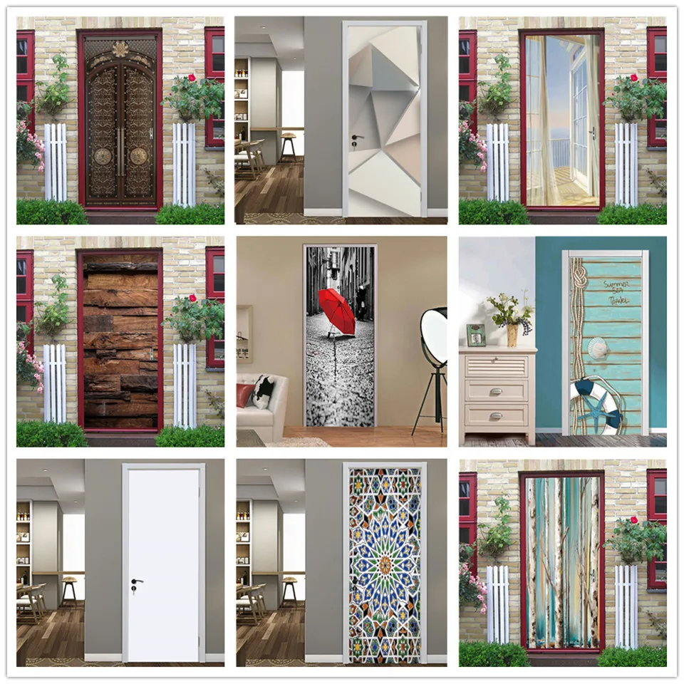 2 шт./компл. ретро деревянные дверные наклейки ПВХ DIY настенные съемные