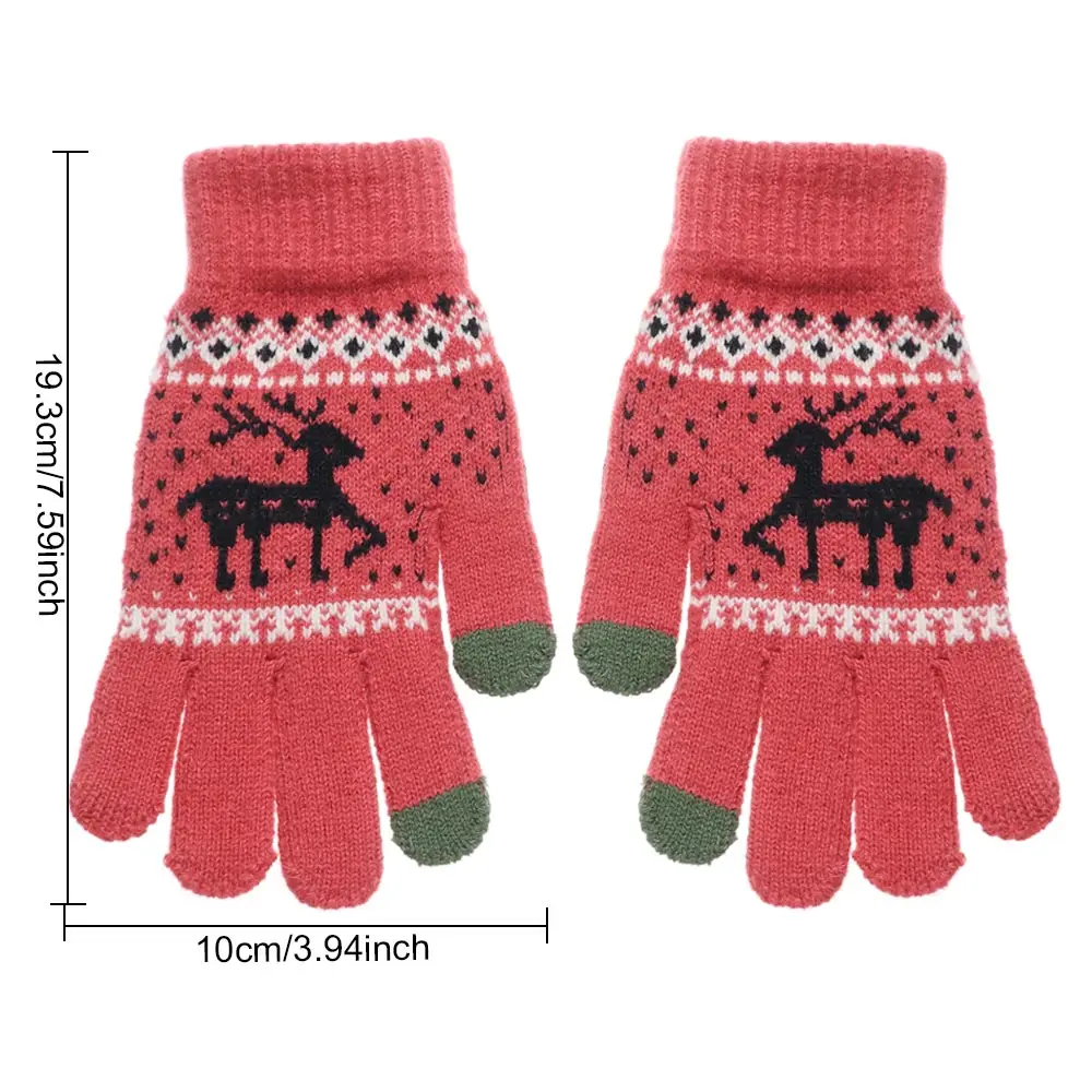 

Women Full Finger Gloves Knitted Fashion Snowflake Elk Deer Gloves Winter Warm Christmas Gift 2021 New