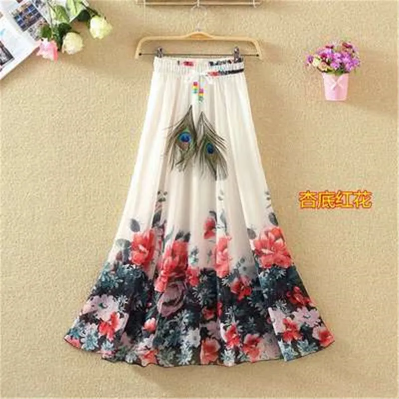 Style Seventeen Модные женские макси юбки Повседневные Элегантные Saia Longa шифоновые богемные винтажные летние женские длинные юбки цветок Этническая одежда - Цвет: Style Seventeen