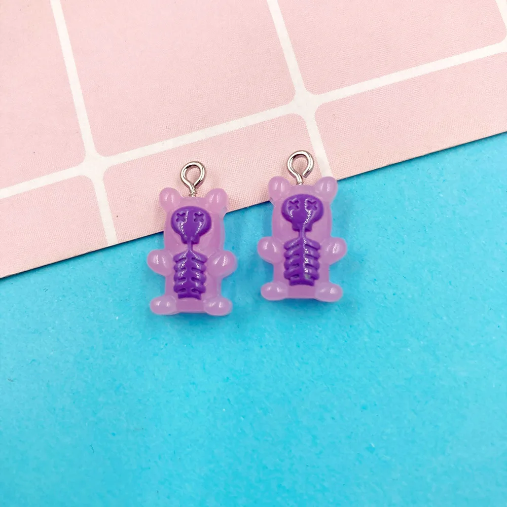 20 шт желе Смолы Скелет медведя подвеска Подвески с плоской задней частью