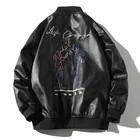 Куртка мужская демисезонная из искусственной кожи, модная локомотивная куртка с граффити, свободная куртка в стиле хип-хоп, большие размеры