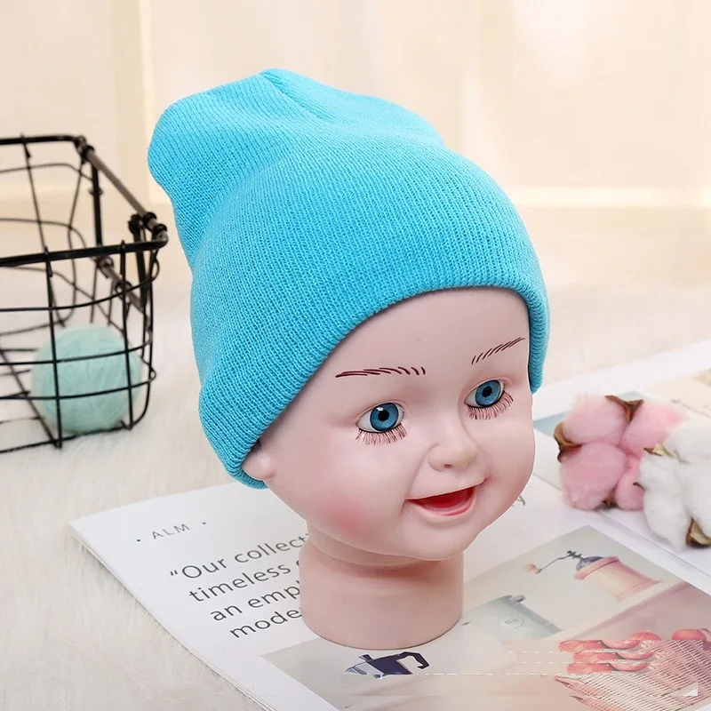 Лидер продаж однотонная вязаная детская Шапка-бини с логотипом на заказ шапка
