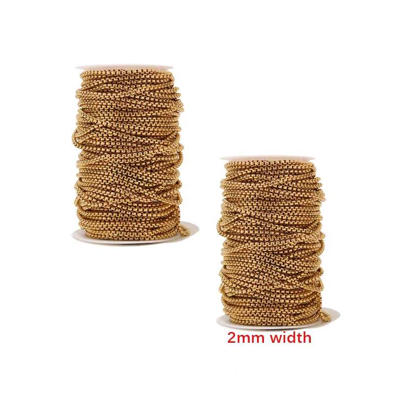 Золотая квадратная цепочка из нержавеющей стали для самостоятельного