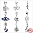 Шарм-цветок из серебра 925 пробы, четыре листа, для браслета Пандоры