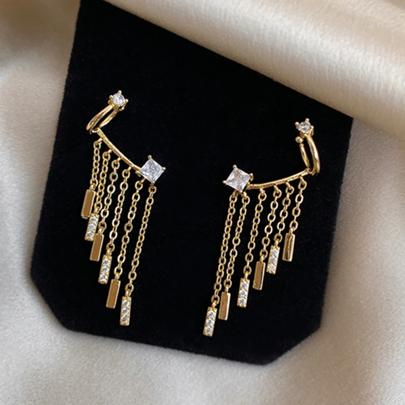 

Back Hanging Ear Buckle European and American Tassel Earrings 2020 New Trend Ear Bone Clip Women Exquisite Jewelry Earrring