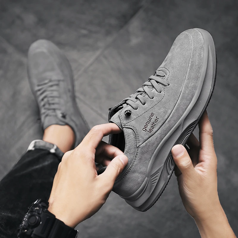 Мужские кроссовки на плоской подошве кожаные Уличная обувь для молодежи | Обувь