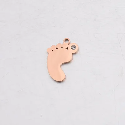 rose gold Сталь/золото/розовое золото из нержавеющей стали детский браслет на ногу кулон для изготовления ювелирных изделий пустые металлические зеркальные бирки полированная 20 шт - Окраска металла: rose gold