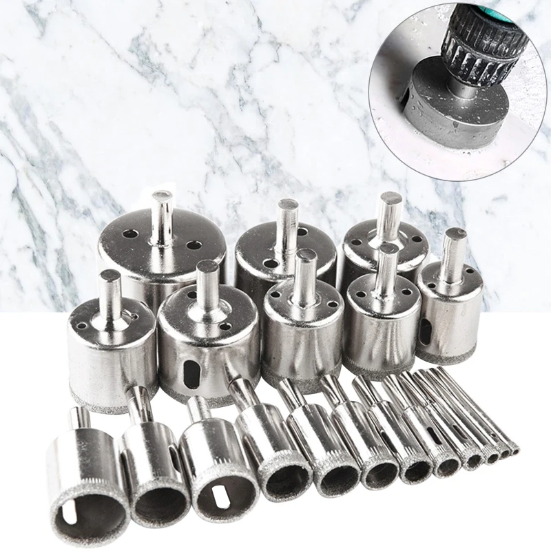 

20pcs 4-50mm Diamond Coated Hole Saw Drill Bits for Tiles Marble Glass Ceramic