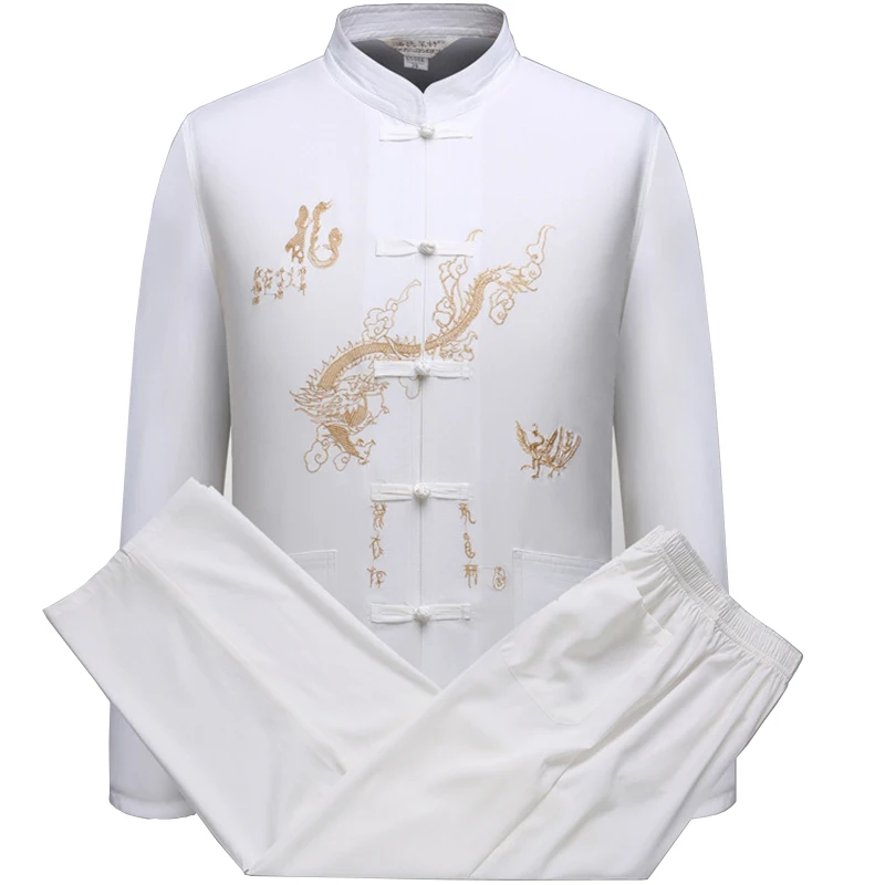 Мужской танцевальный костюм традиционной китайской одежды для мужчин: комплект брюк и топов. Дешевая восточная одежда для тай-чи и Брюса Ли.