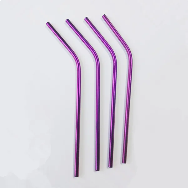 Purple Bent 50 шт./лот соломинки многократного использования из нержавеющей стали изогнутые прямые металлические питьевые соломинки для 20 унций 30 унций стакан домашние вечерние аксессуары для бара - Цвет: Purple Bent