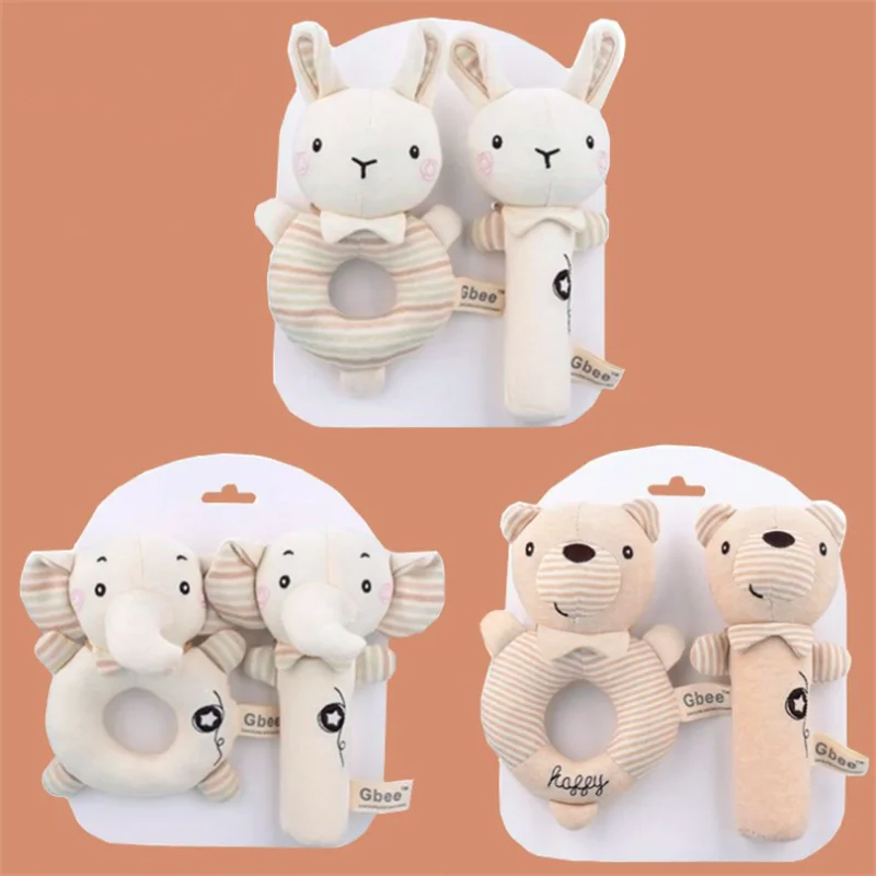 Newborn Baby Rattles Rabbit Bear Grab Ability Training Toys Infant Stroller Bed Hanging Bell Plush Dolls игрушки для детей |