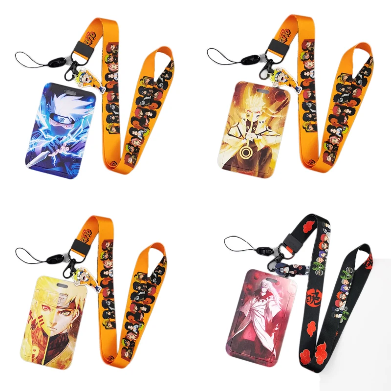 

Naruto Cool Figure PVC Card Cover Sasuke Kakashi Uzumaki Anime Cartoons Student Campus Hanging Neck Bag Card Holder Lanyard Gift