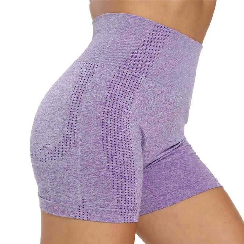 Шорты женские бесшовные с высокой талией тренировочные штаны для бега занятий