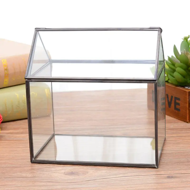 Geometric Glass Terrarium Box Handmade House Shape Close Table Top DIY Display Planter Windowsill Flower Pot with Swing | Дом и сад