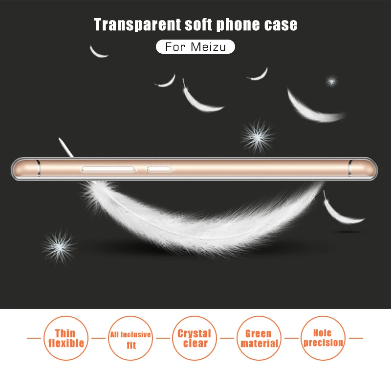 Мягкий силиконовый прозрачный чехол из искусственной кожи для Meizu Pro 6 7 U10 U20 M2 M3
