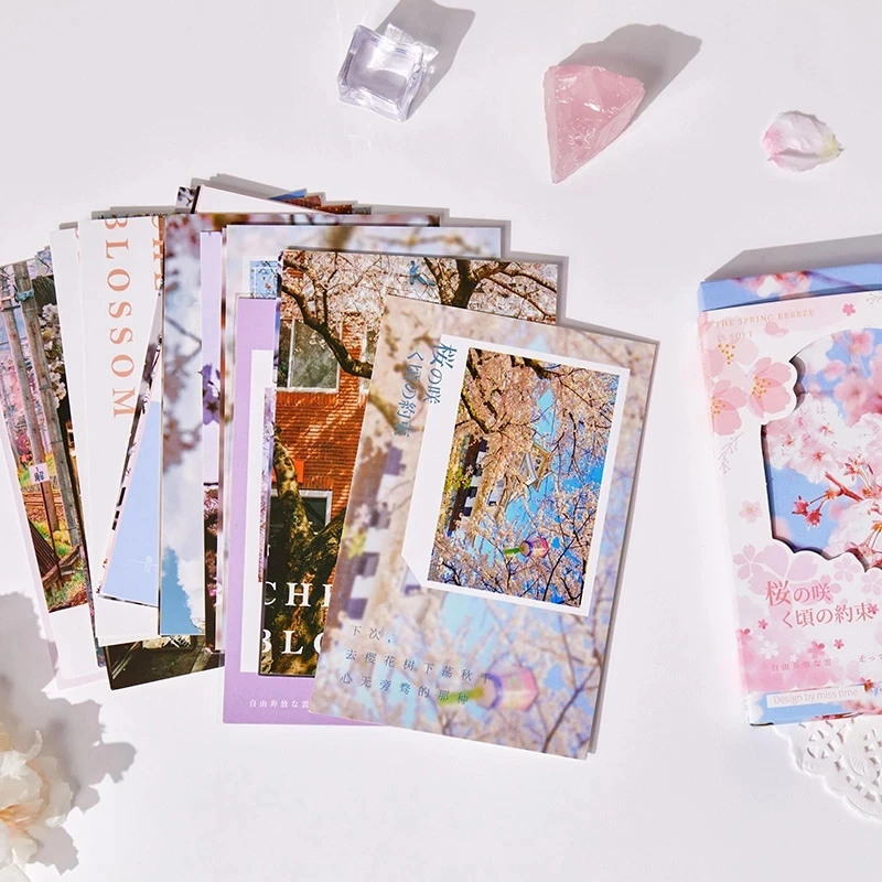 30 шт./компл. открытка с Соглашением вишневого цветущего цвета милым Сакурой