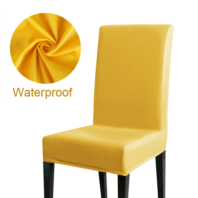 

12/4/6Pcs Waterproof Chair Cover PU Leather Fabric Chair Covers Big Elastic Seat Chair Covers Stretch Seat Case For Home Banquet