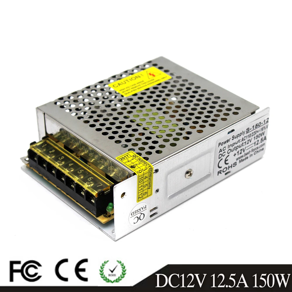 Лучшее качество 12 В 12.5A 150 Вт драйвер импульсного источника питания AC 110-240 вход в