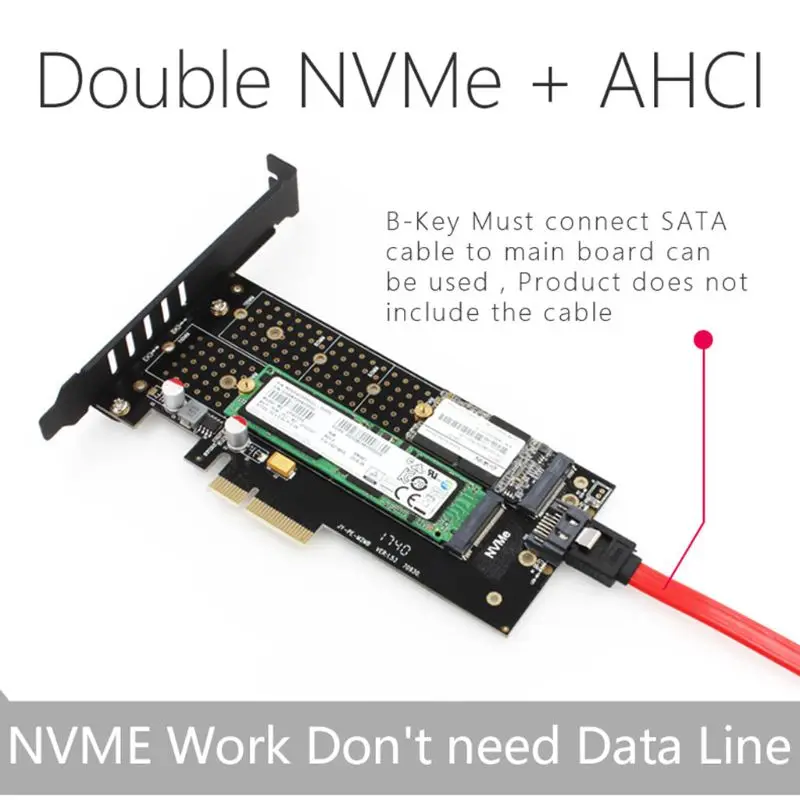m 2 nvme адаптер ngff для pcie3 0 ssd dual add on card sata3 с охлаж