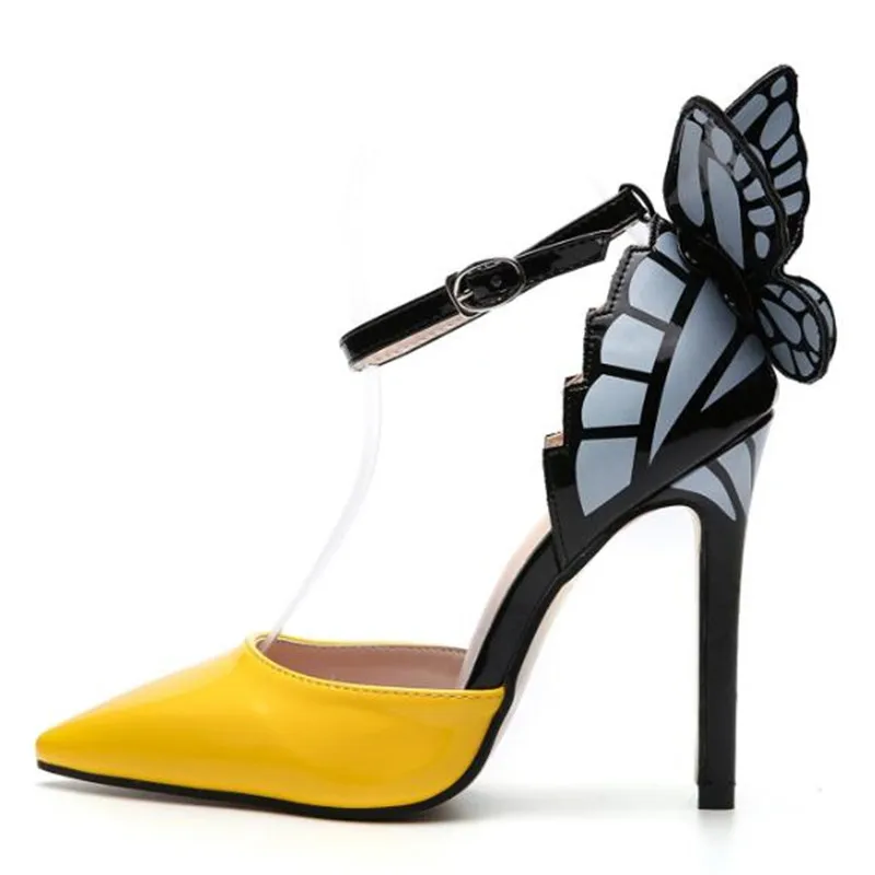 

Hot Sales 2023 Summer Style Sexy Women Sandals Pointed Toe PU 11.4CM Thin Heels High heels Buckle Strap Butterfly-knot shoes