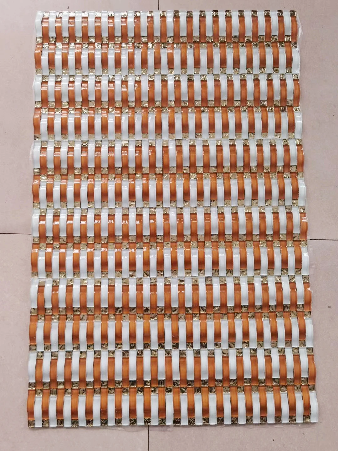 Объемная изогнутая волна мозаичная плитка из хрустального стекла оранжевые