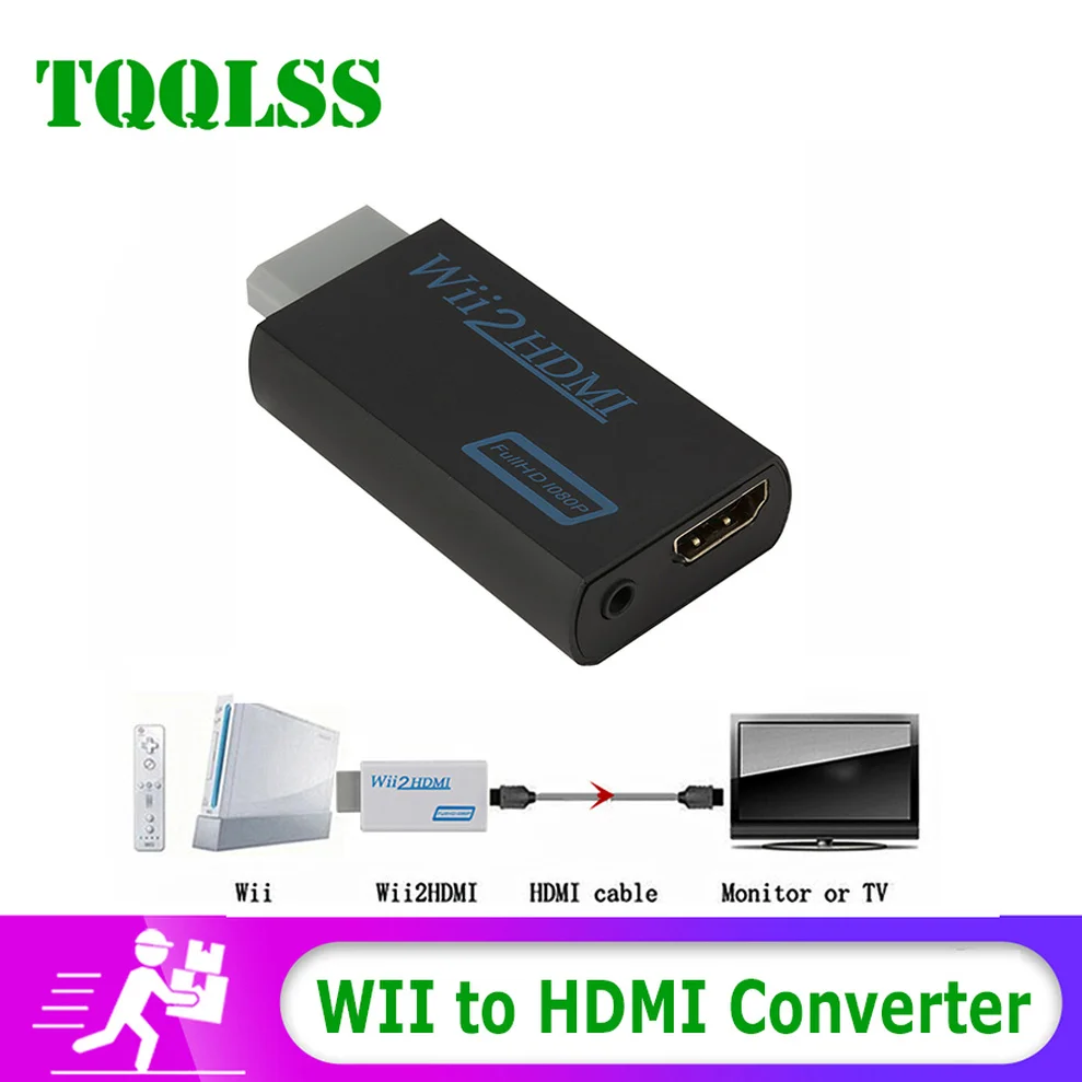 Fit WII To HDMI-Compatible for Game HDTV Monitor Display Full HD 1080P Video Wii2HDMI Adapter with AUX 3.5mm Jack Audio Output