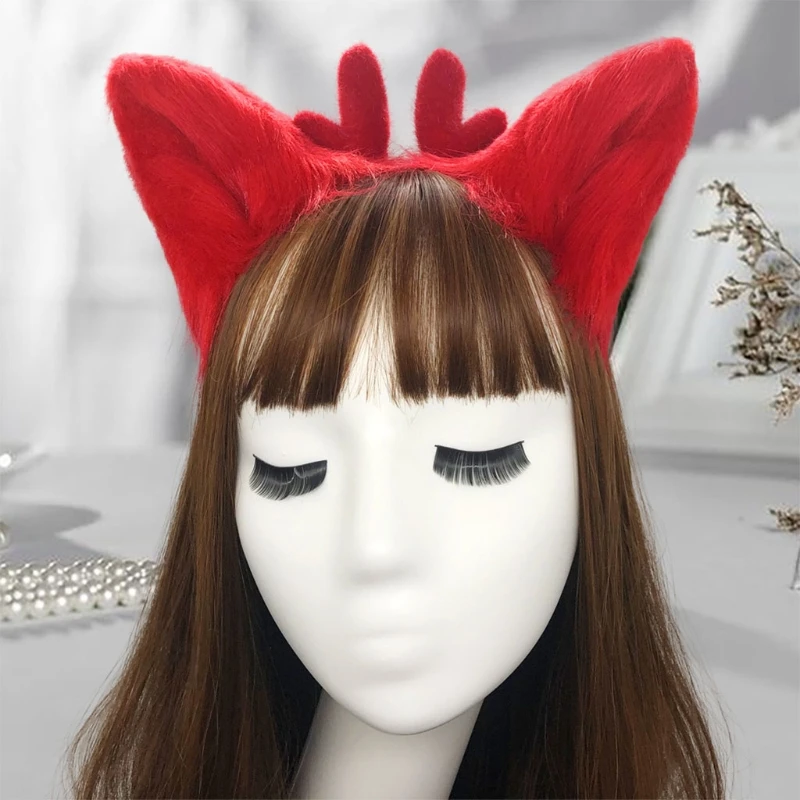 Ободок для волос Женский Регулируемый с ушками животных милый обруч оленями