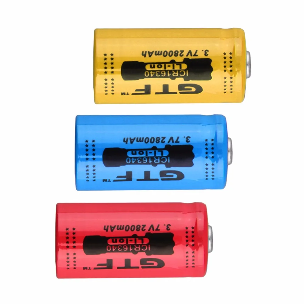 

2021 Li-ion rechargeable battery red, gtf, 2800mah, 16340v, cr123a, 3.7v, for flashlights, lithium batteries