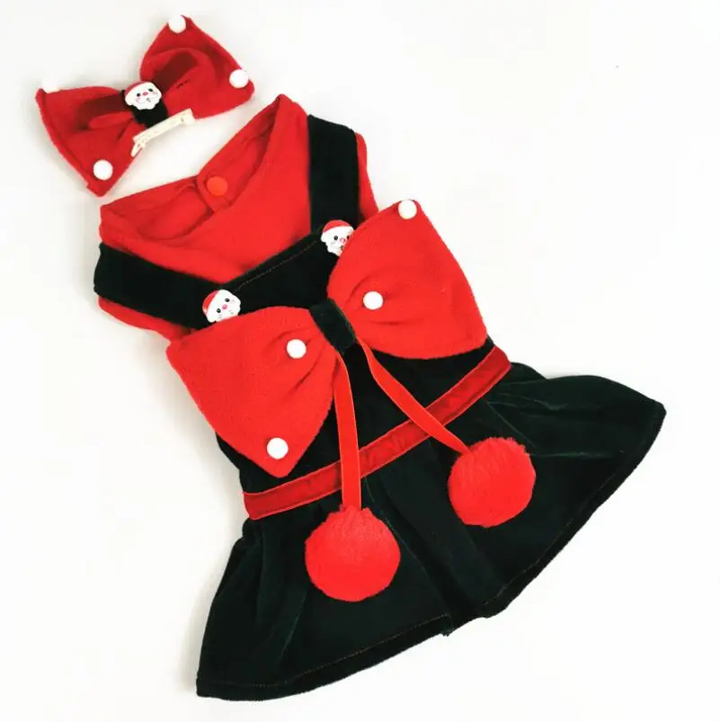 Christmas Dog Dress Winter Pet Clothes Xmas Costume yorkie Chihuahua Cat Clothing Dresses | Дом и сад