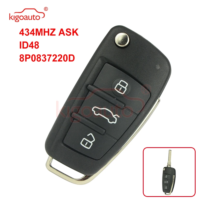 Пульт дистанционного управления Kigoauto 8P0837220D для Audi A3 TT 434 2007 2008 2009 2010|Ключ от авто| |