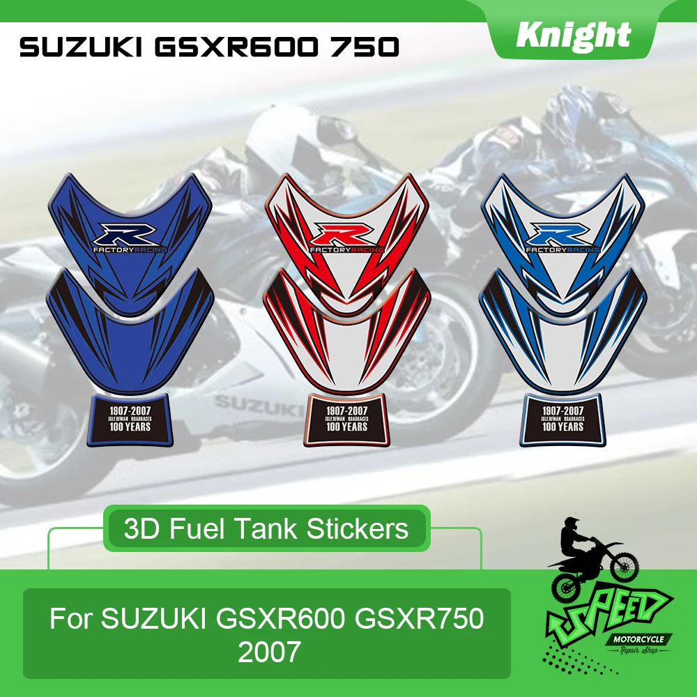 

Подходит для мотоцикла Suzuki GSX-R 600 GSXR600 GSXR750 2007 Centennial Edition, 3D наклейка с прокладкой для топливного бака, наклейка с изображением рыбьего кости