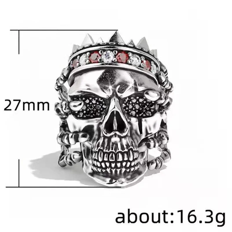 

Stainless Steel Punk Men's Skull Rings Hip Hop Biker Cool Rings With Diamond For Male Boy Fashion Jewelry Accessories Gifts