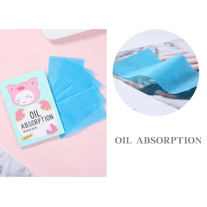 50 шт. впитывающая масло бумага для лица портативная синяя пленка натуральная не