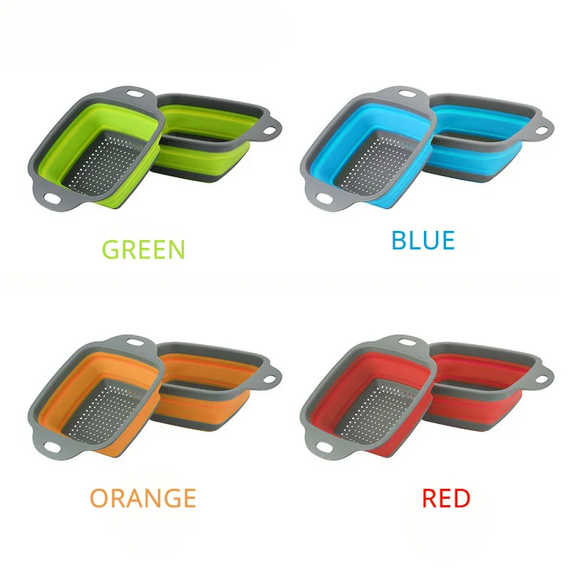 

Foldable Fruit Vegetable Washing Basket Strainer Portabl Silicone Colander Collapsible Drainer With Handle Kitchen Tools
